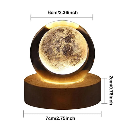 3D Crystal Moon and Galaxy Lamp