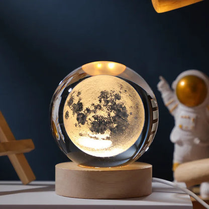 3D Crystal Moon and Galaxy Lamp