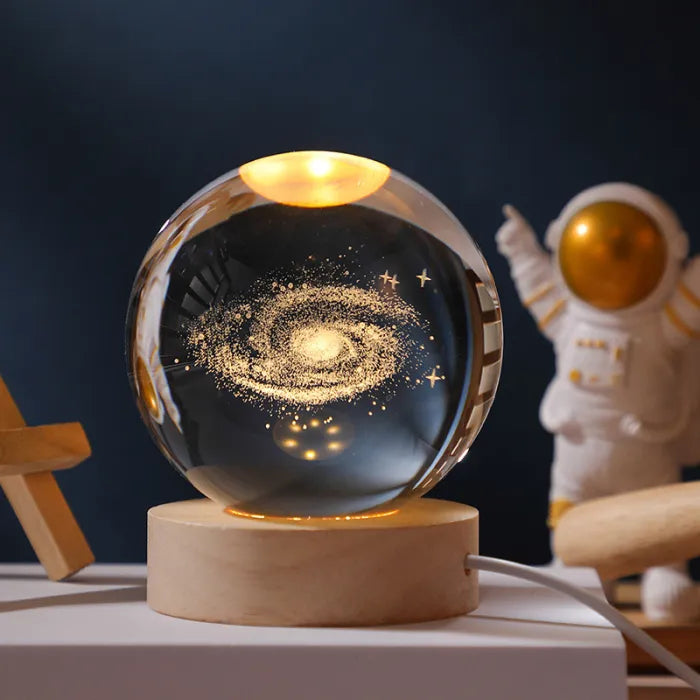 3D Crystal Moon and Galaxy Lamp